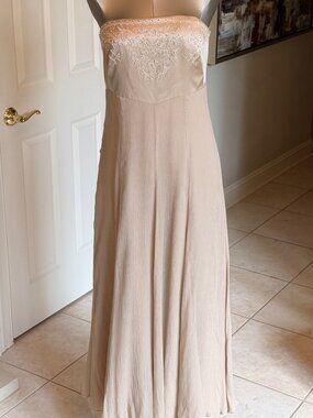 NWOT Vintage Talbots 100% Pure Silk Beaded Strapless Evening Gown - Size 6